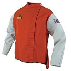 Elliotts WAKATAC Proban Welding Jacket with Chrome Leather Sleeves & Safety Harness Access