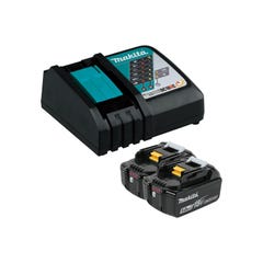 Makita Single Port Rapid Battery Charger with 2 x 5.0Ah fuel gauge batteries