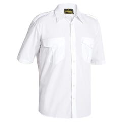Bisley Epaulette Shirt - Short Sleeve - White