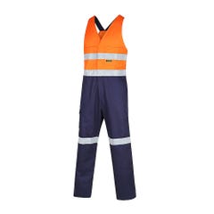 Workit Hi Vis 2-Tone Regular Weight Action Back Coverall with Reflective Tape - Orange / Navy