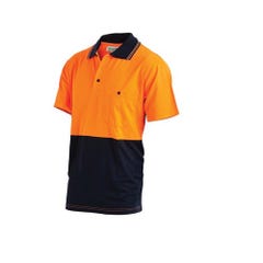 Workit Short Sleeve Poly Cotton Polo Shirt - Two Tone - Orange / Navy