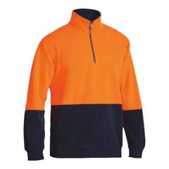 Bisley Hi Vis Polarfleece Zip Pullover - Orange / Navy