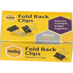Marbig Foldback Clip 19mm (Qty x 12)