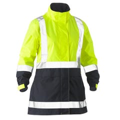 Bisley BJL6766T Women's Taped Hi Vis Recycled Rain Shell Jacket - Yellow / Navy