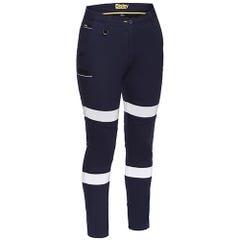 Bisley Womens Taped Stretch Cotton Pants - Navy