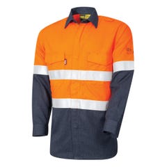 TRU BW2590T1 Workwear Flame Retardant Shirt HRC2 With Loxy FR Tape - Orange / Navy