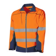 Tru Workwear Softshell Full Zip Jacket With Tru Reflective Tape - Orange / Navy