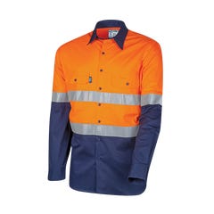 TRU CS2000T3 Workwear Lightweight Vented Hi Vis Drill Shirt With TruVis Tape - Orange / Navy