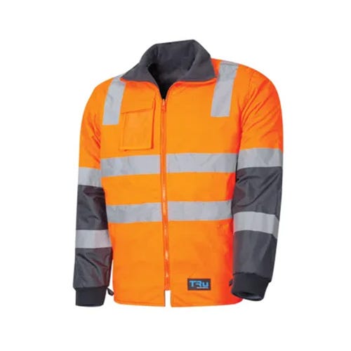 Work jacket with reflective stripes top